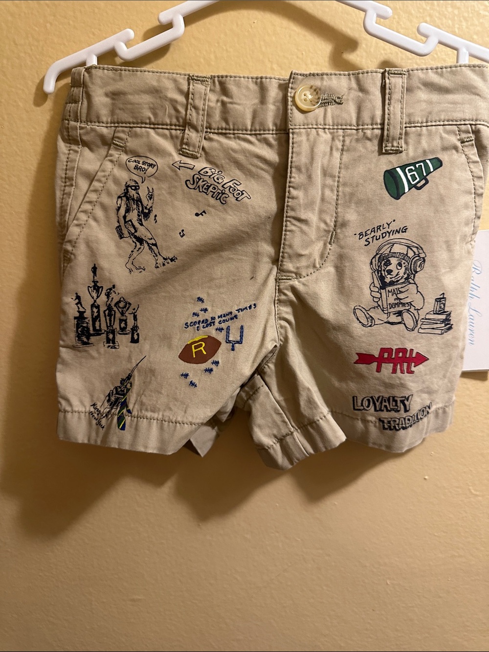 Polo by Ralph Lauren Tan Graphic Cotton Kids Shorts